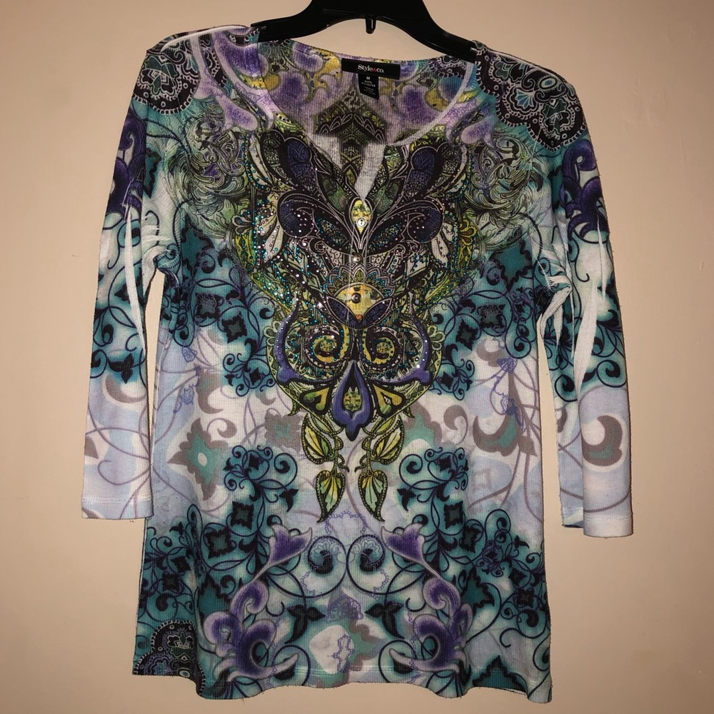 Style and Company Top Purple & Teal
